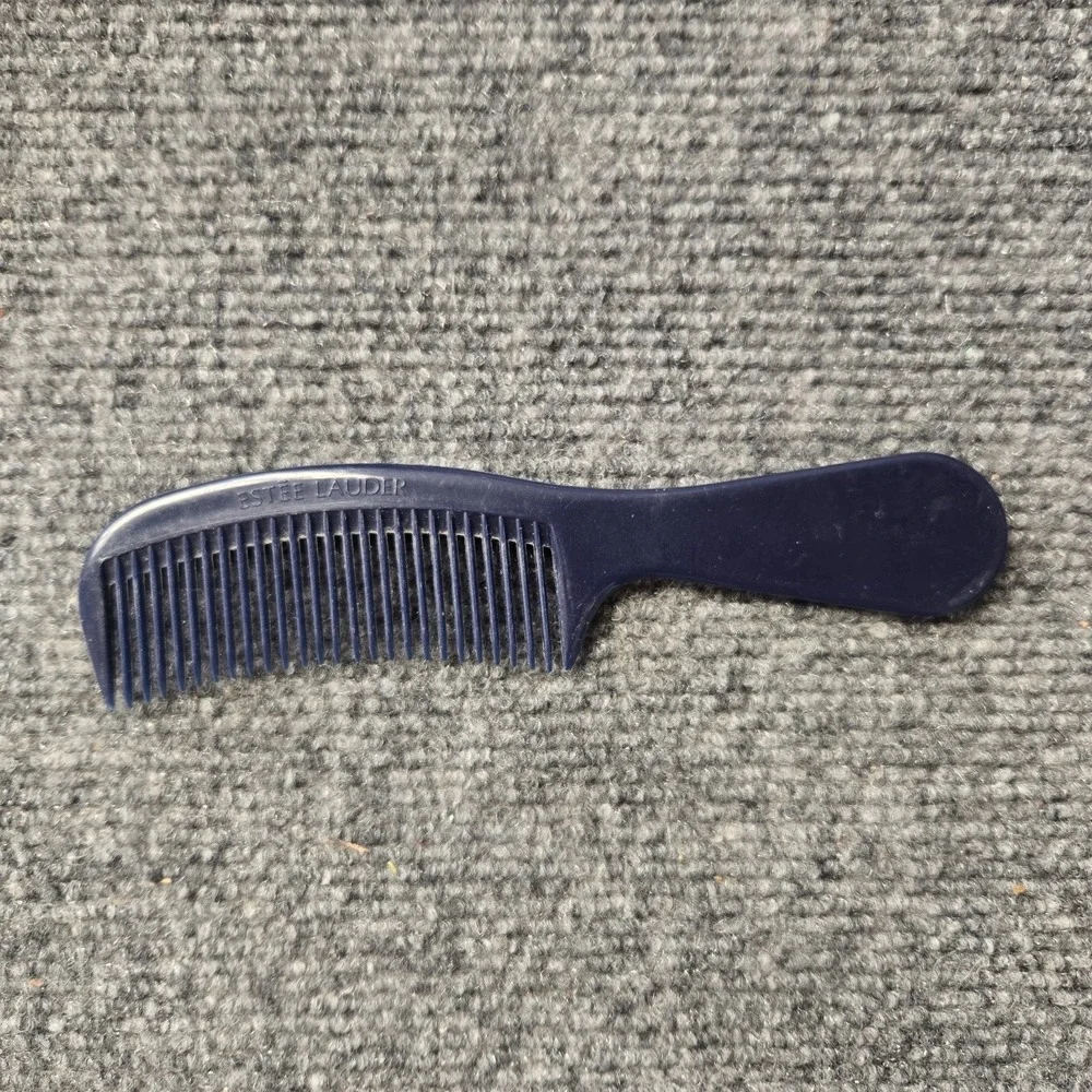 Vintage Estee Lauder Hair Comb Navy Blue Travel Purse Size 6.5